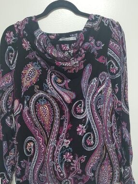 Chico's Black Paisley Tunic with Pink & Purple Accents